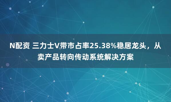 N配资 三力士V带市占率25.38%稳居龙头,从卖产品转向传动系统解决方案